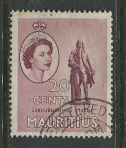 Mauritius - Scott 257 - QEII Pictorial Definitives -1953 -Used -Single 20c Stamp