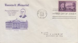 1945 Roosevelt Memorial (4)   (Scott 930-33) Grimslnd TA FDC