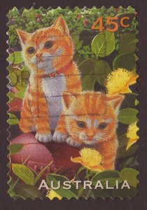 Australia 1996 Sc#1565, SG#1652 45c Kittens, Pets, Animals USED-VF-NH.