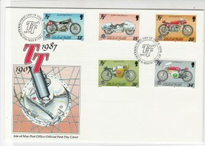 Isle of Man Post Office 1987 TT  Official FDC Motorbikes Stamps Cover Ref 28551