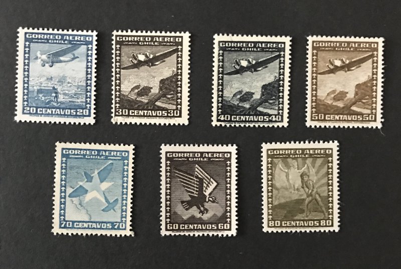 Chile 1944-45  # C92-98, MNH, SCV $1.75