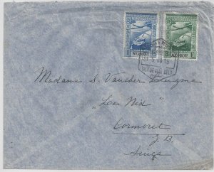 Mozambique VILA DE JOAO BELO 1940 cover to CORMORET Suisse Air Mail stp Sc#C4,C6