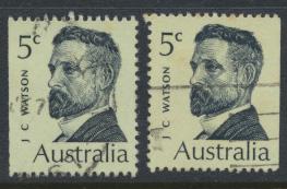 Australia  Sc# 452  John Watson  1969 Used x2 Booklet stamps see details 