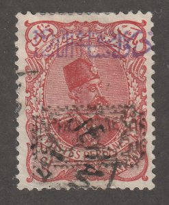 Persian stamp, Scott#209, used, surcharged, 1kr red,  #EC-4