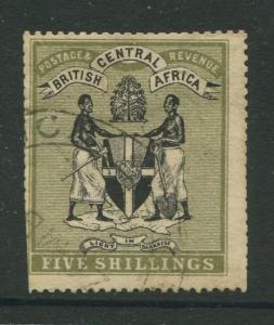 British Central Africa -Scott 28- Definitive Issue-1895 -Used -Single 5/- Stamp