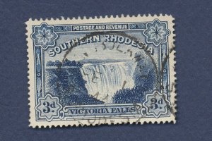 SOUTHERN RHODESIA - Scott 37A perf 14, used  - Victoria Falls  - 1938