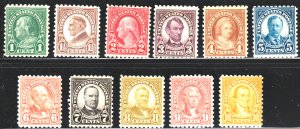 #581-591-US MINT SET OF 11 ISSUES OF 1923-1926-FINE-VF
