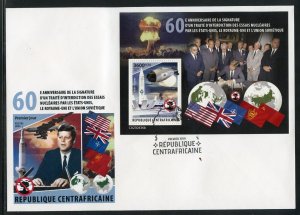 CENTRAL AFRICA  2023 60th ANN OFTHE NUCLEAR TEST BAN TREATY S/S WITH JFK FDC