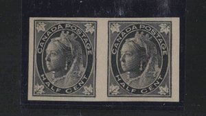 Canada Sc #66a (1896-7) 1/2c black Maple Leaf Imperf Pair Mint VF LH