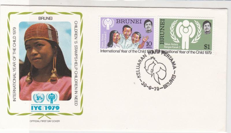 Brunei 1979 Int.Year of the Child Boy & Girl Cancel FDC Stamps Cover Ref 29083