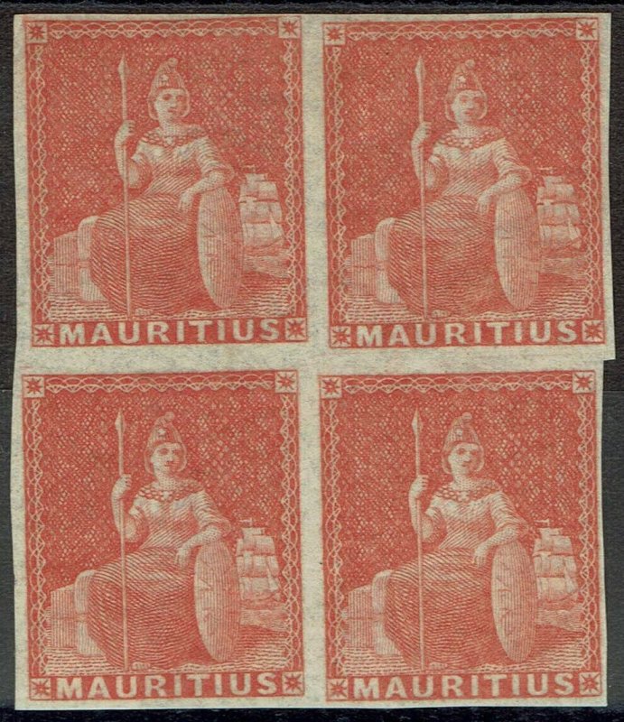 MAURITIUS 1858 BRITANNIA (6D) MNH ** BLOCK 