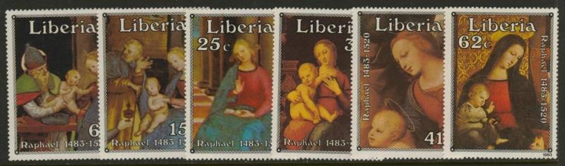 Liberia 975-80 MNH Christmas, Art