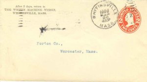 United States Massachusetts Whitinsville 1909 duplex  Postal Stationery Envel...