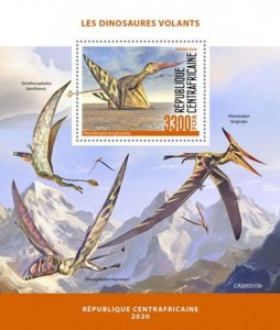 Central Africa - 2020 Flying Dinosaurs - Stamp Souvenir Sheet - CA200510b