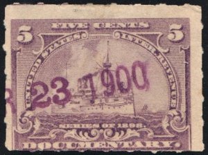 R167 5¢ Documentary Stamp (1898) Used/Date Stamped