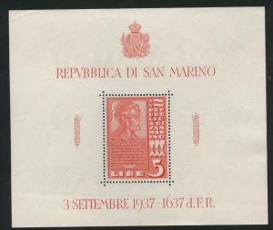 San Marino Scott 187 MNH** 1938 5L Lincoln sheet  CV$37.50