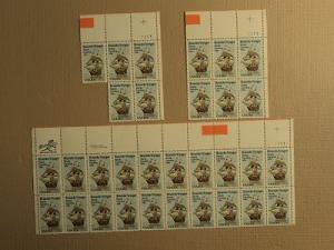 USPS Scott 2093 20c 1984 Roanoke Voyages Lot Of 3 Plate B...