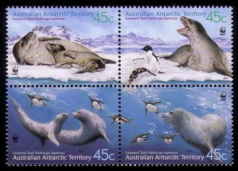 Australian Ant. Terr. WWF Leopard Seal 4v block 2*2 SG#152/55 SC#L118 a-d