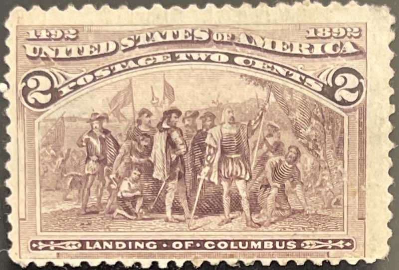 Scott #231 1893 2¢ Columbian Landing of Columbus unused no gum HR