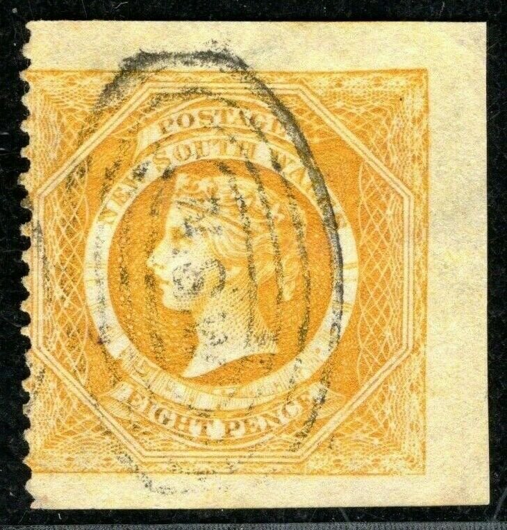 Australia States NSW QV SG.167cvar 8d *ERROR IMPERF 3-SIDES* Used RARE BLACK213