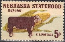 #1328, Single \Nebraska\ MNH, .5 cent 
