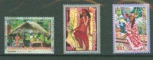 French Polynesia #888-890  Single (Complete Set) (Flowers)