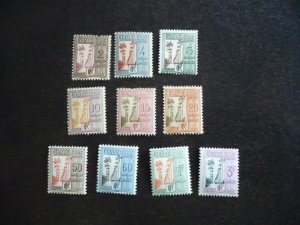 Stamps - Guadeloupe- Scott#J25-J30,J33-J35,J37-Mint Hinged Part Set of 10 Stamps