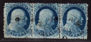 $US SC#22,21,21 used, fine-VF, Rare strip of 3 with cert, CV. $4750