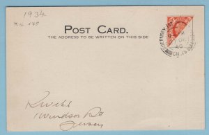 Guernsey 1934 2d sg442 bisected on neat postcard, fine St PETERPORT cds c£450