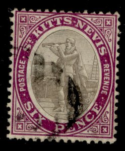 ST KITTS-NEVIS EDVII SG19a, 6d grey-black & deep purple, FINE USED. Cat £25. 