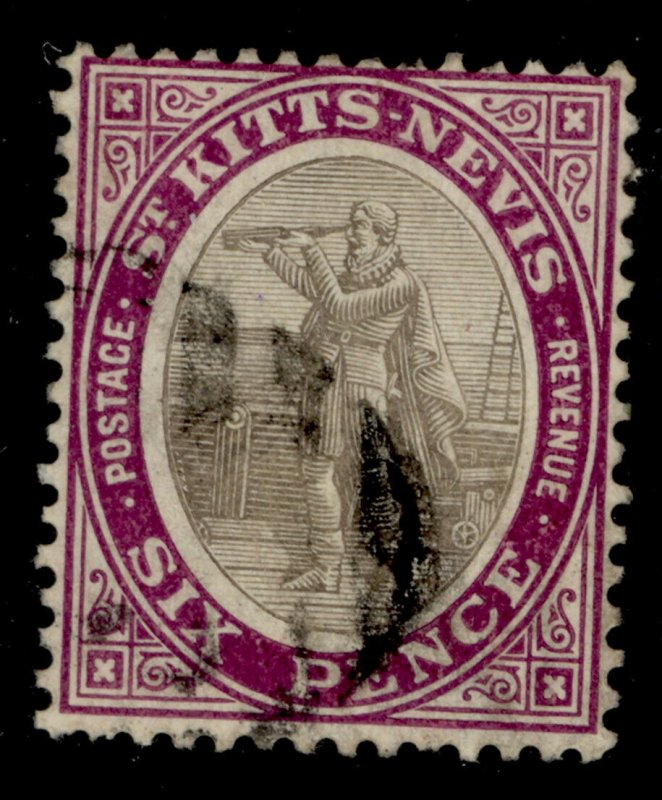 ST KITTS-NEVIS EDVII SG19a, 6d grey-black & deep purple, FINE USED. Cat £25. 