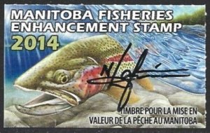 Canada 2014 MANITOBA Wildlife Fishing Revenue ARTIST SIGNED #MBF22 VF-NH-