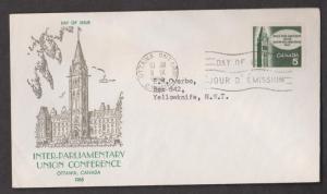 CANADA Scott # 441 On FDC - 1965 Inter-parliamentary Union Conference Issue