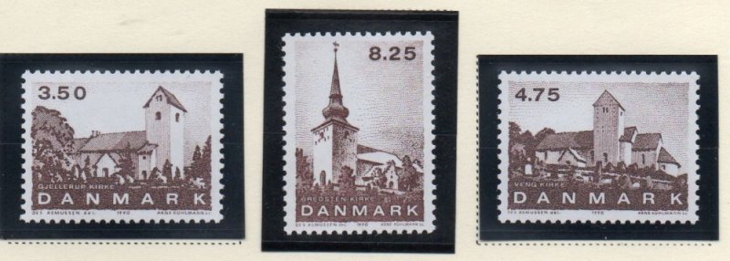 Denmark  Scott 924-6 1990 Jutland Churches stamp set mint NH