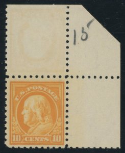 USA 433 - 10 cent Franklin perf 10 - Corner Margin single - F/VF Mint nh