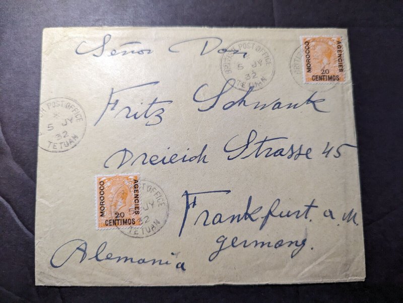 1932 Morocco Agencies Overprint Cover Tetuan to Frankfurt am Main Germany