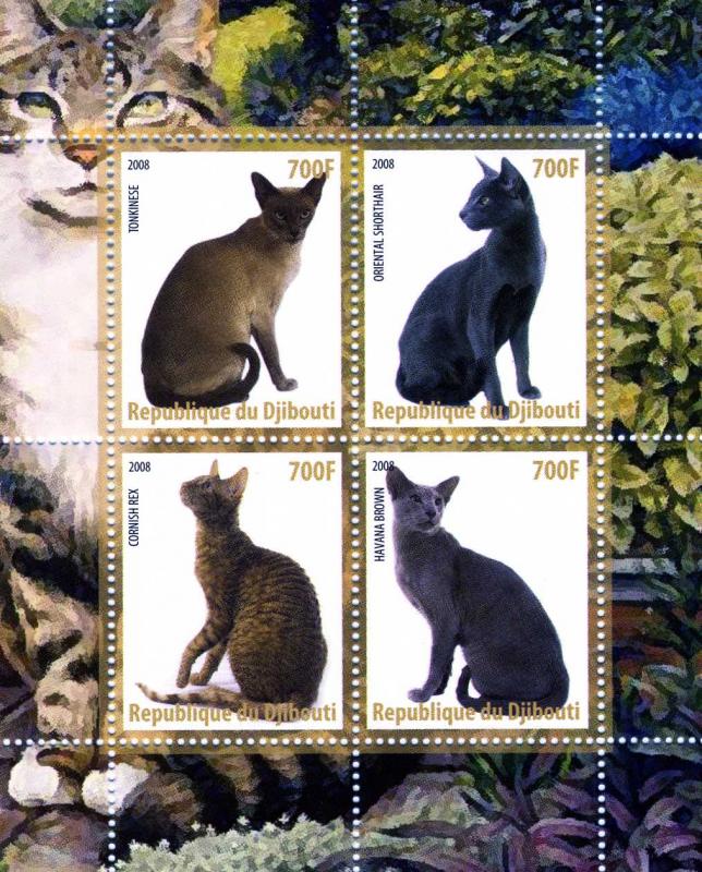 Domestic Cats sheet (4) Perforated Mint (NH)