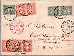 SCHALLSTAMPS NEDERLAND 1903 POSTAL HISTORY COVER MULT FRANKING ADDR USA CANC