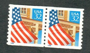 2914 Flag over Porch MNH coil pair