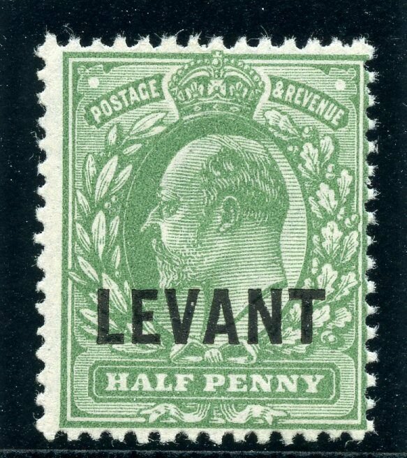 British Levant 1912 KEVII ½d dull green superb MNH. SG L11a.