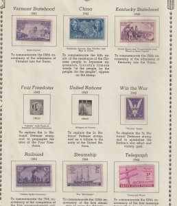 U.S. page of stamps