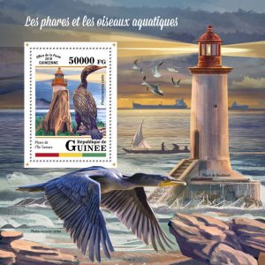 Guinea 2018 MNH Lighthouses & Waterbirds 1v S/S Cormorants Birds Stamps