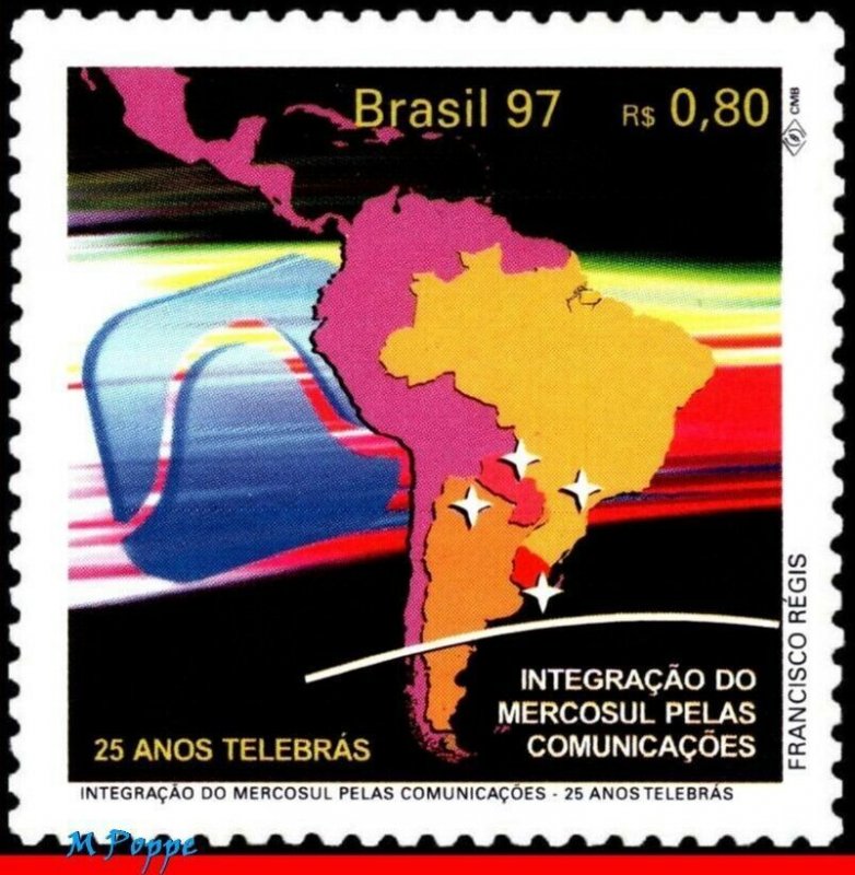 2648 BRAZIL 1997 TELEBRAS, MERCOSUR, MAPS, SCIENCE, MI# 2772 RHM C-2046, MNH