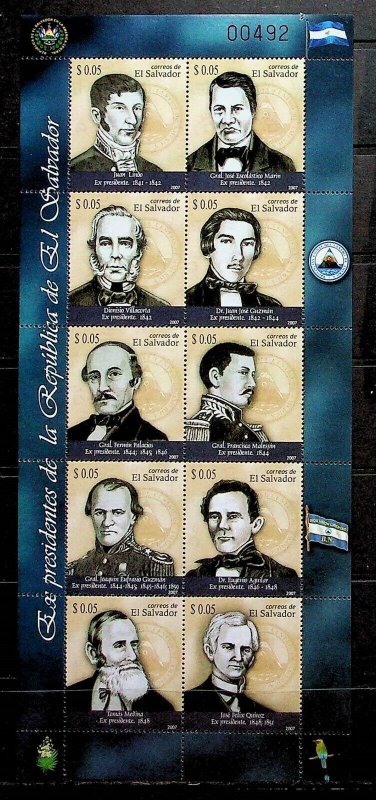 SALVADOR Sc 1667 NH MINISHEET OF 2007 - PRESIDENTS - (CT5)