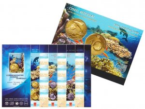 ISRAEL 2013 OFFICIAL ICMC STAMPS SHEET CORAL REEF EILAT COIN FISH FAUNA FOLDER