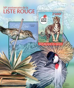 Wild Animals Stamps Niger 2014 MNH Red List Endangered Animals Tigers 1v S/S