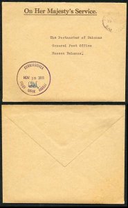 Bahamas QEII OHMS cover with Fresh Creek Commissioners handstamp