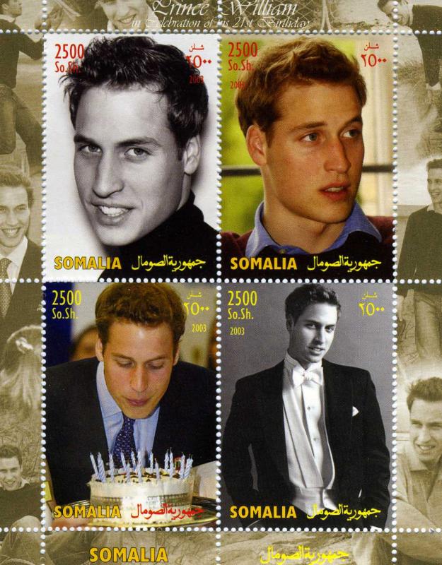 Somalia 2003 PRINCE WILLIAM 21th. Birthday Sheet Perforated Mint (NH)
