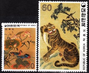 KOREA SOUTH 1980 ART: Traditional (Folk) Paintings. 1st issue. Ducks Tiger, MNH