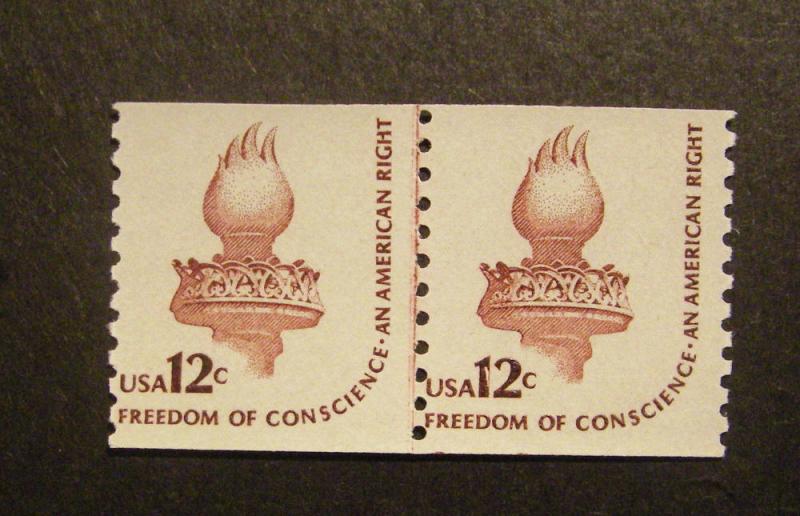 Scott 1816, 12c Liberty Torch Line Pair, MNH Americana Coil Beauty